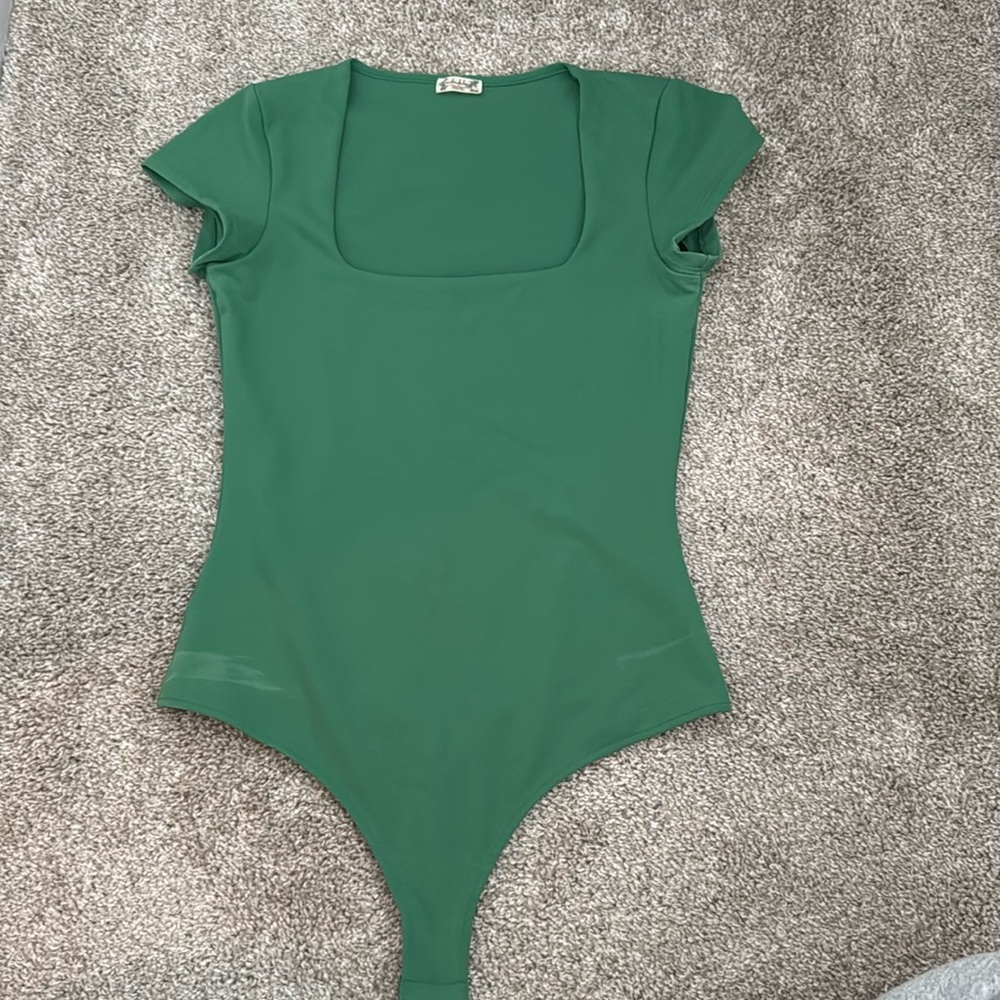 Free People Green Shortsleeve Bodysuit
